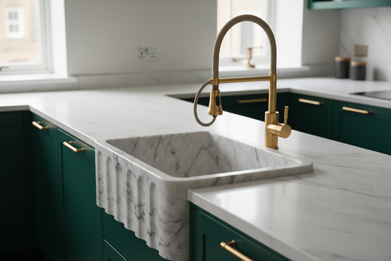 Handcrafted Single Marble Kitchen Sink AMKC250002-1