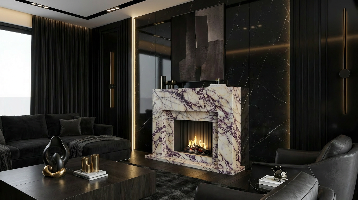 Handcrafted Marble Fireplace Mantel – AMFP250003