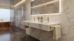 Handcrafted Double Arabescato Marble Sink– AMSK26001