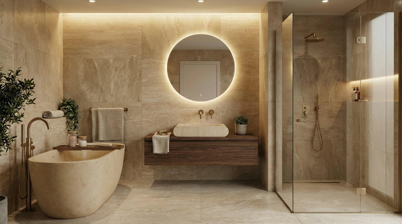Handcrafted Oval Travertine Sink – AMSK250005