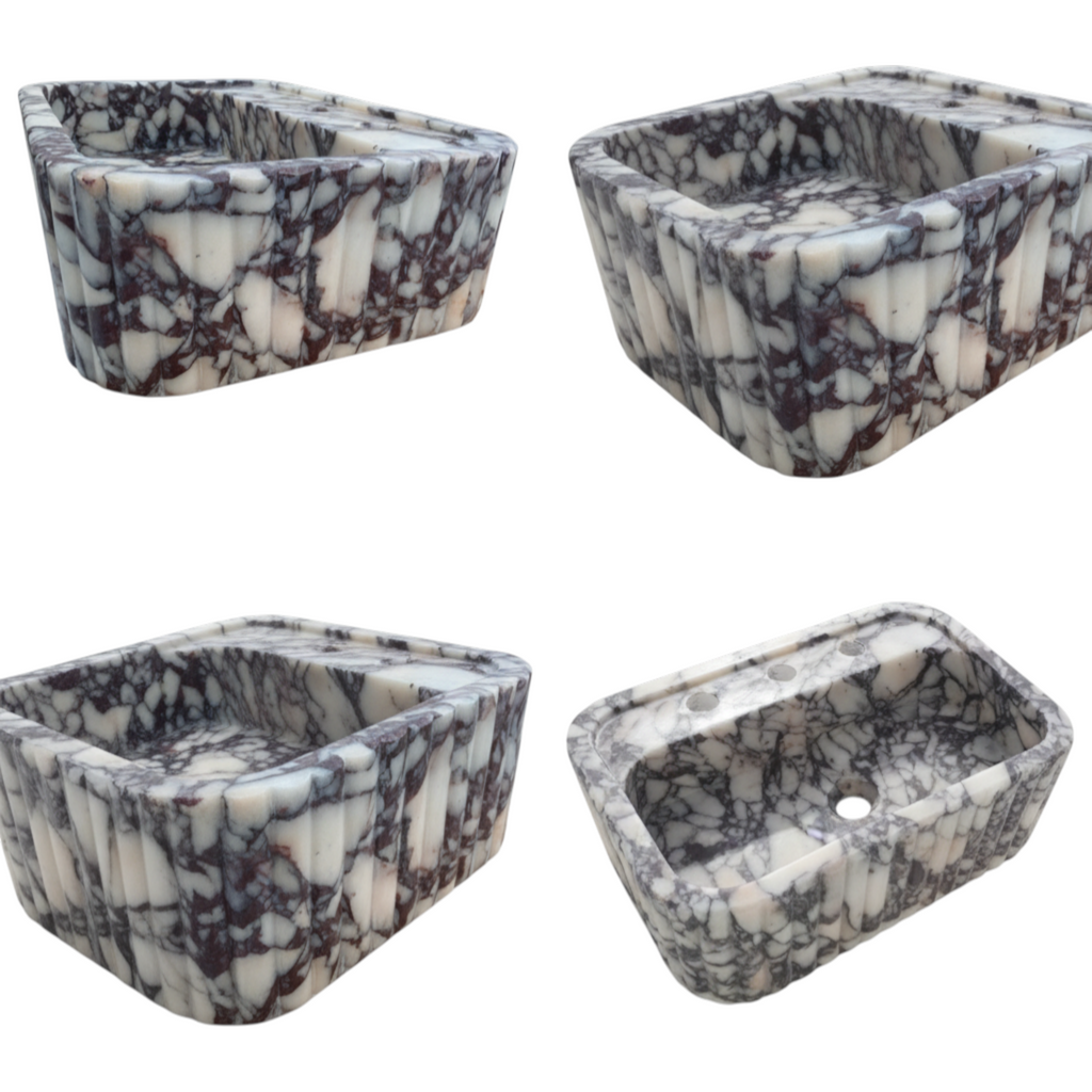 3 Faucet Holes Marble Sink - AMSK250009