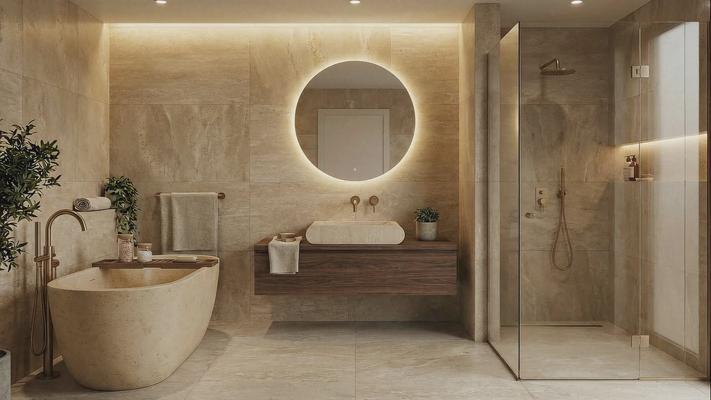 Handcrafted Oval Travertine Sink – AMSK250005